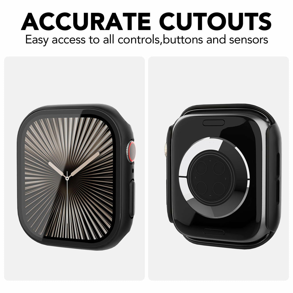SPGUARD Apple Watch Series 11/10 46mm Hard Case 2 Pack Black + Glass