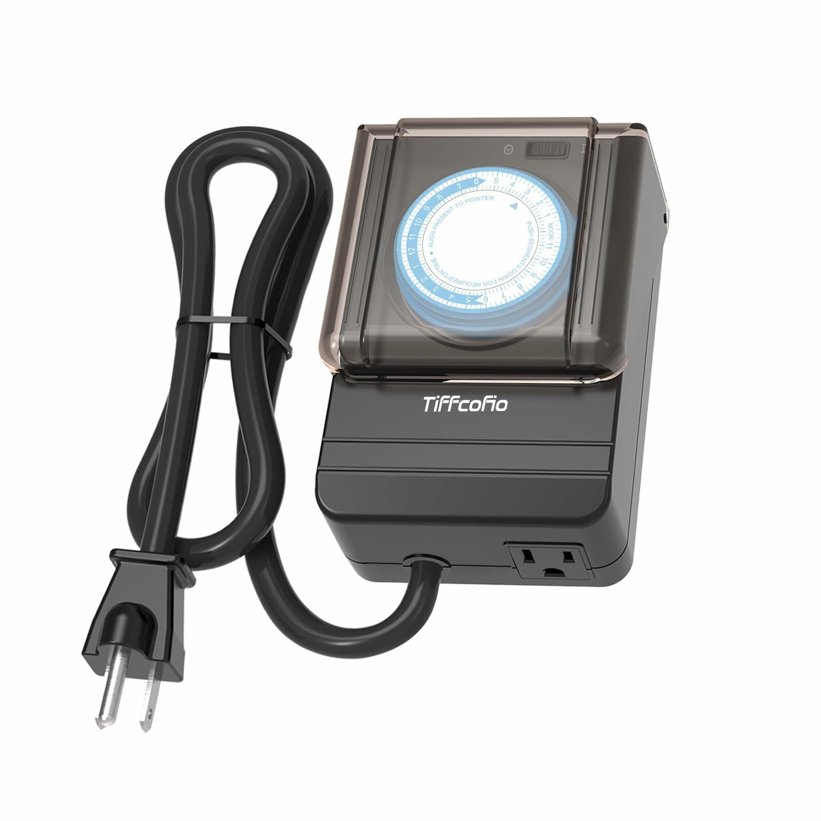 TiFFCOFiO Outdoor Waterproof Timer 24H Mechanical 2 Outlets 15A Heavy Duty