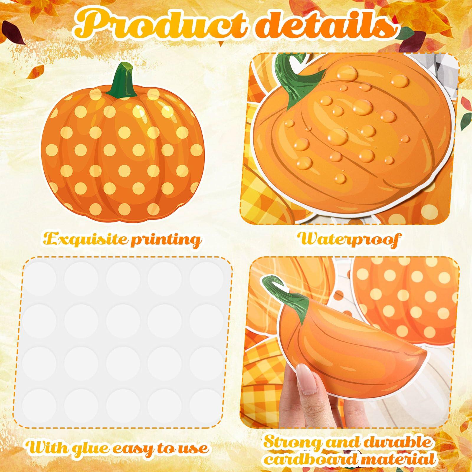 Cholemy 90 Pcs Pumpkin Cutouts Thanksgiving Fall Colorful Paper Decor
