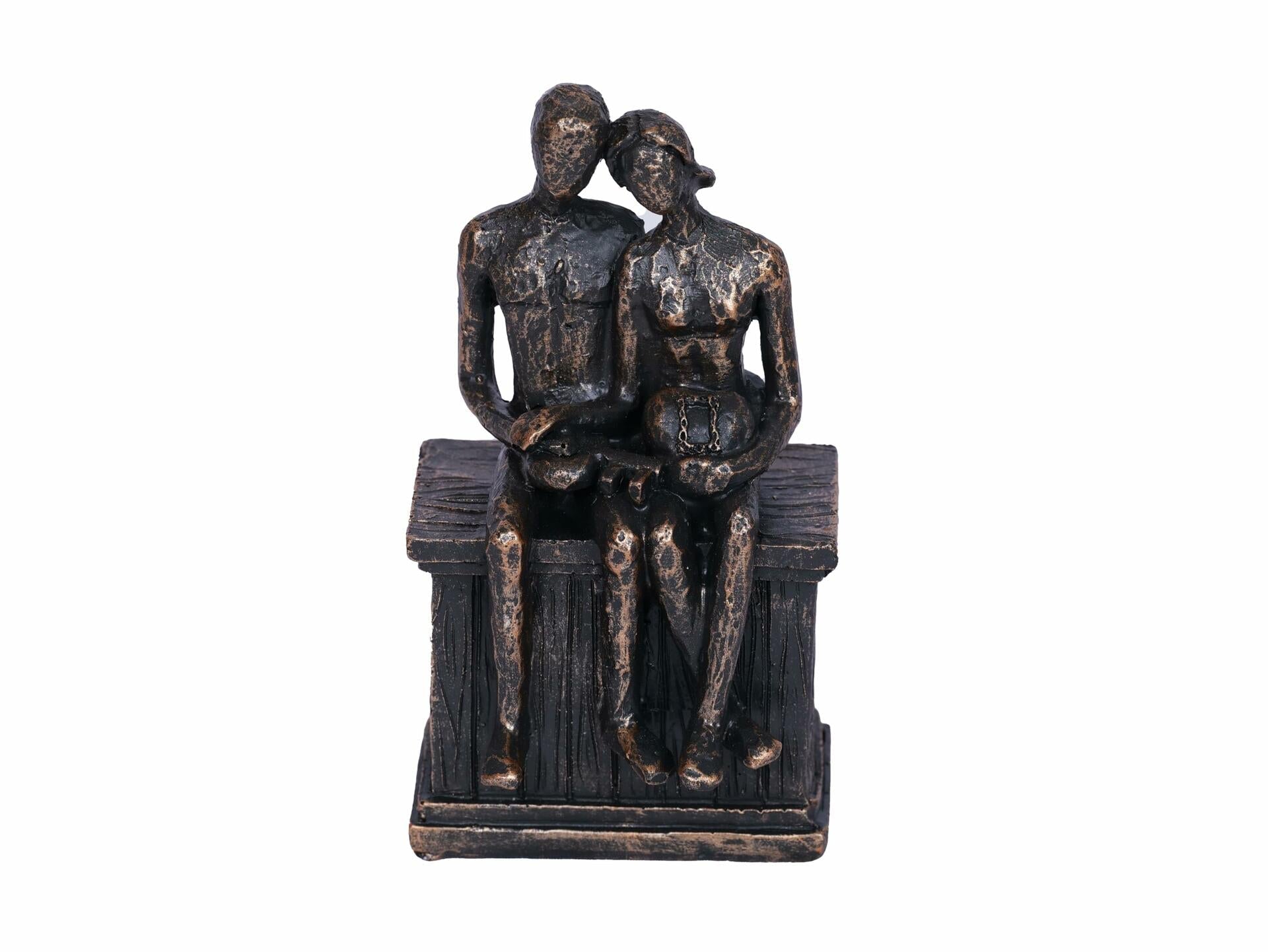 PUHOZN Iron Swing Couple Sculpture Wedding Love Statue Copper Classic Size